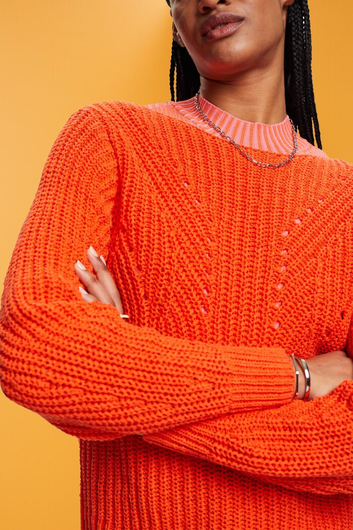 Open-Knit Sweater, ORANGE RED, detail image number 2