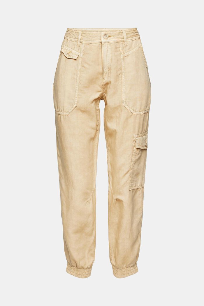 Linen blend: cargo trousers, SAND, overview
