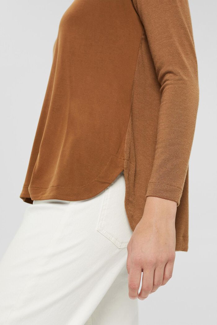 Long sleeve top made of a LENZING™ ECOVERO™ blend, TOFFEE, detail image number 2