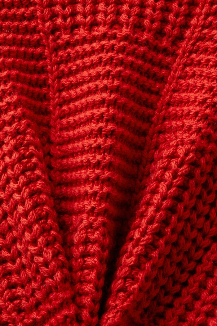 Chunky Knit Shawl Sweater, DARK RED, detail image number 5