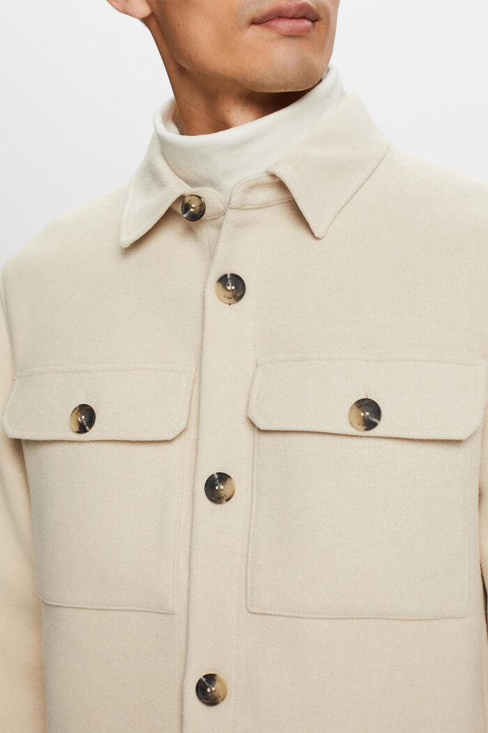 Brushed Wool-Blend Shirt, OFF WHITE, detail image number 2