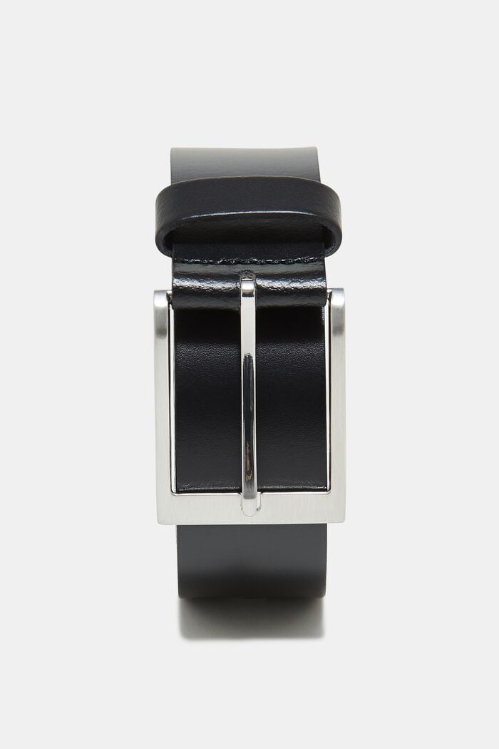 Basic smooth leather belt, BLACK, detail image number 0