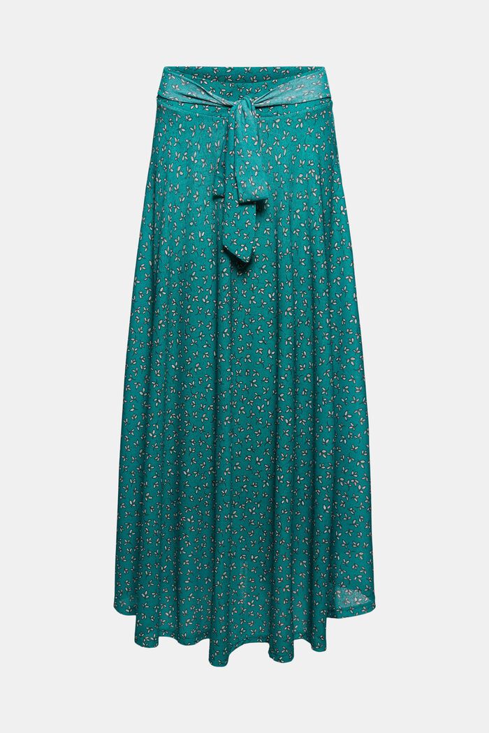 Maxi-length jersey skirt with a print, TEAL GREEN, detail image number 5