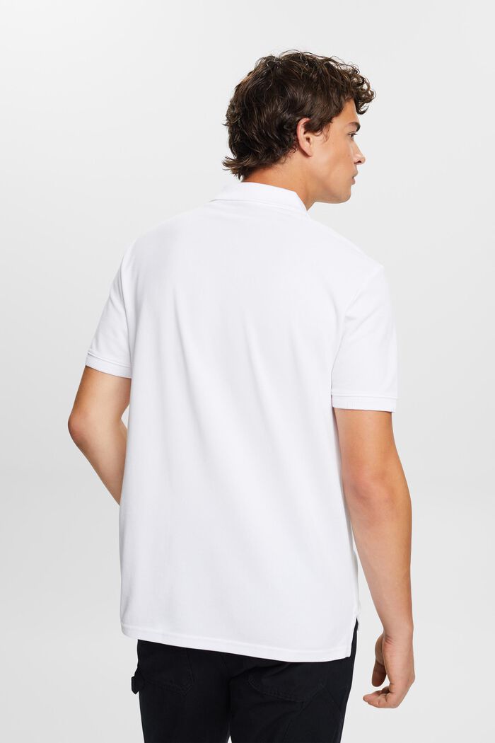 Pima Cotton Piqué Polo Shirt, WHITE, detail image number 3