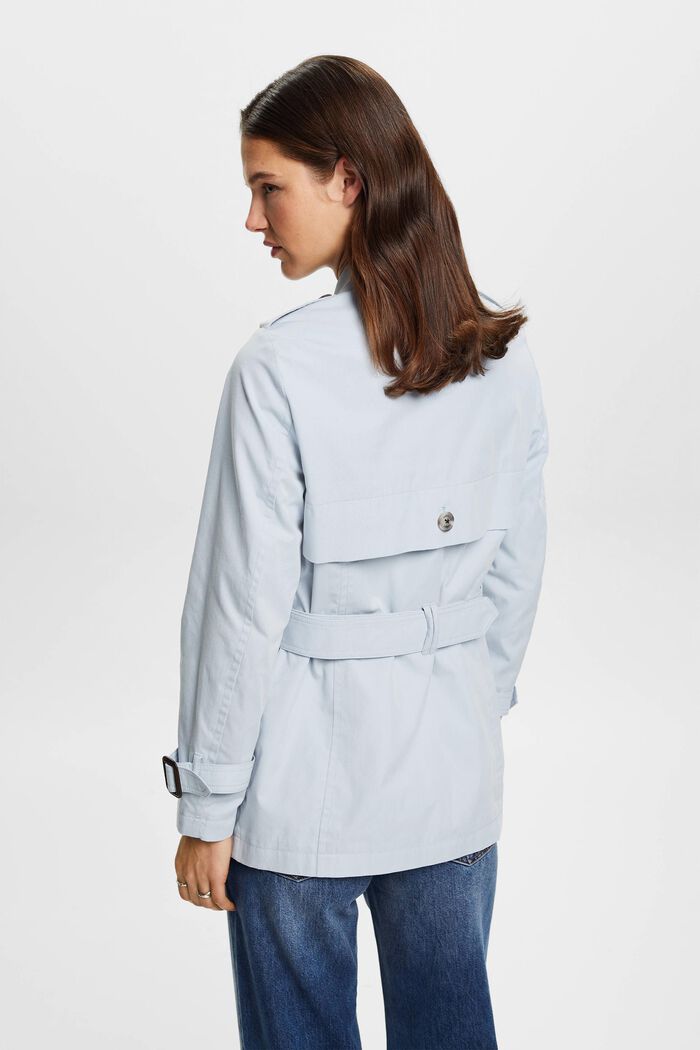 Short trench coat with belt, PASTEL BLUE, detail image number 3