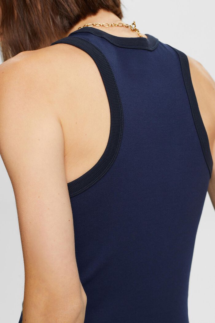 Ribbed jersey tank top, stretch cotton, INK, detail image number 2