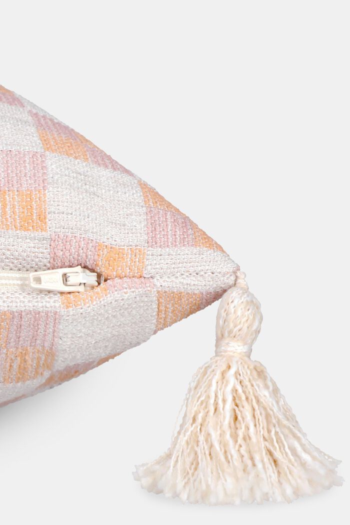 Checkered Tassel Cushion Cover, ROSE, detail image number 2