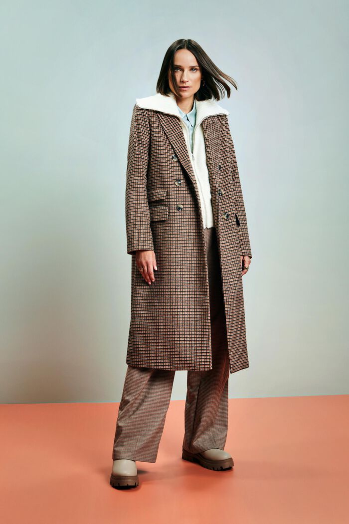 Checked wool-blend coat, TERRACOTTA, detail image number 5