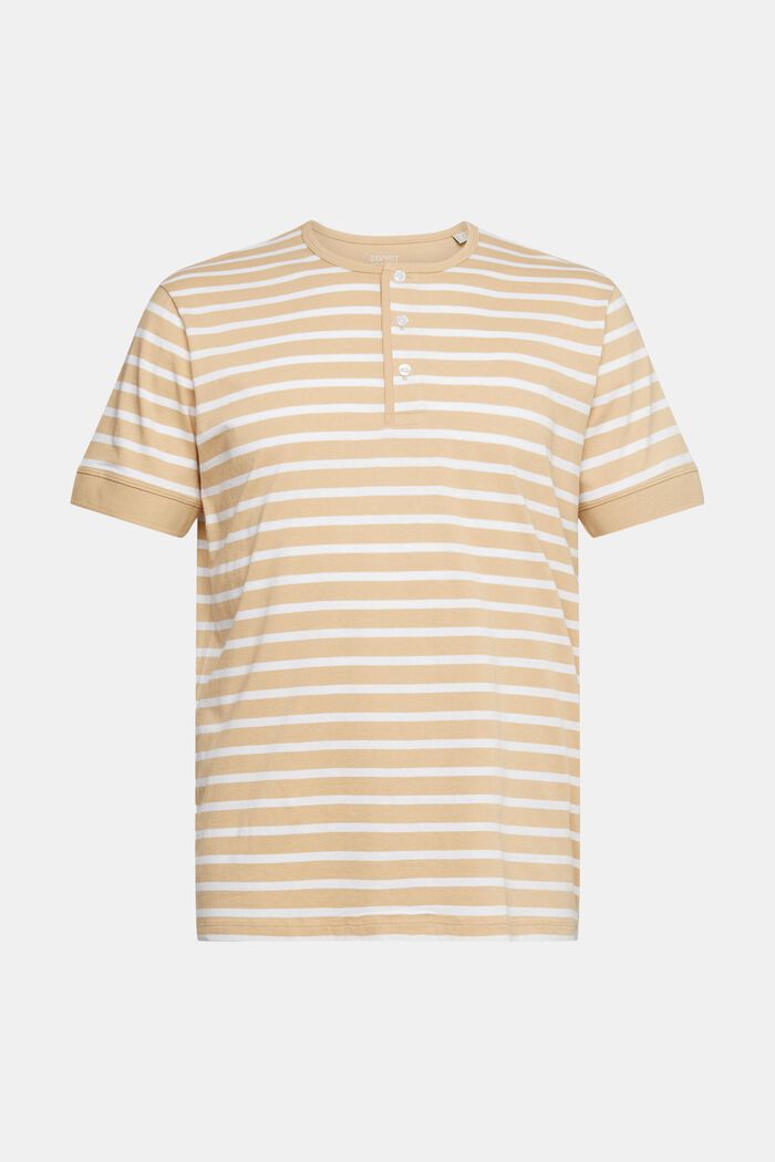 Striped T-shirt with a button placket, SAND, detail image number 6