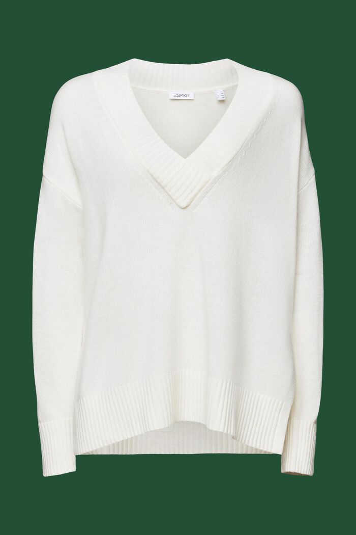 V-Neck Wool-Cashmere Blend Sweater, ICE, detail image number 6