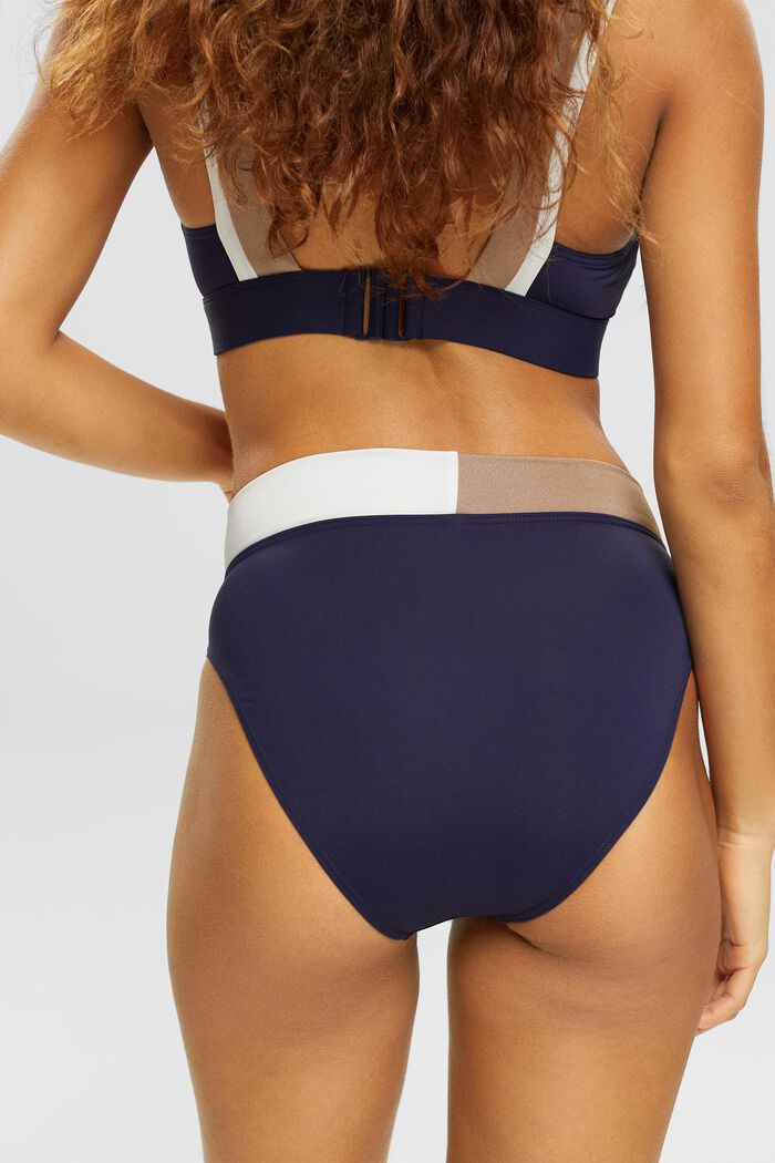 Tri-colour mid-rise bikini bottoms, NAVY, detail image number 2
