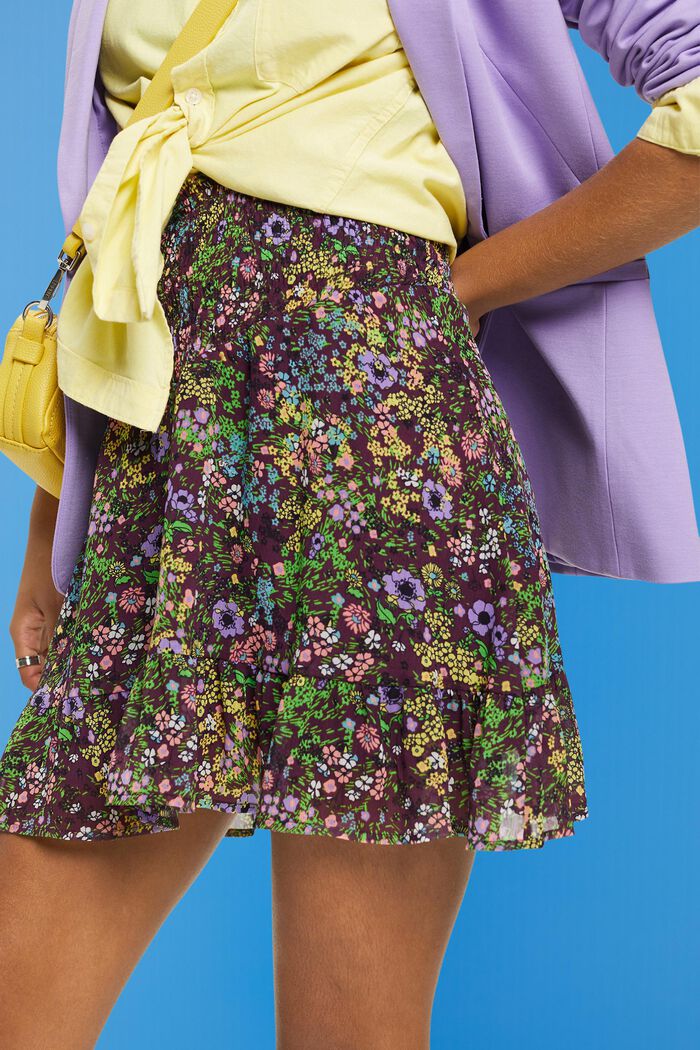 Floral mini skirt, DARK PURPLE, detail image number 2