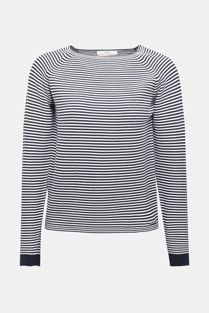 Striped jumper, 100% organic cotton, NAVY BLUE, detail image number 0