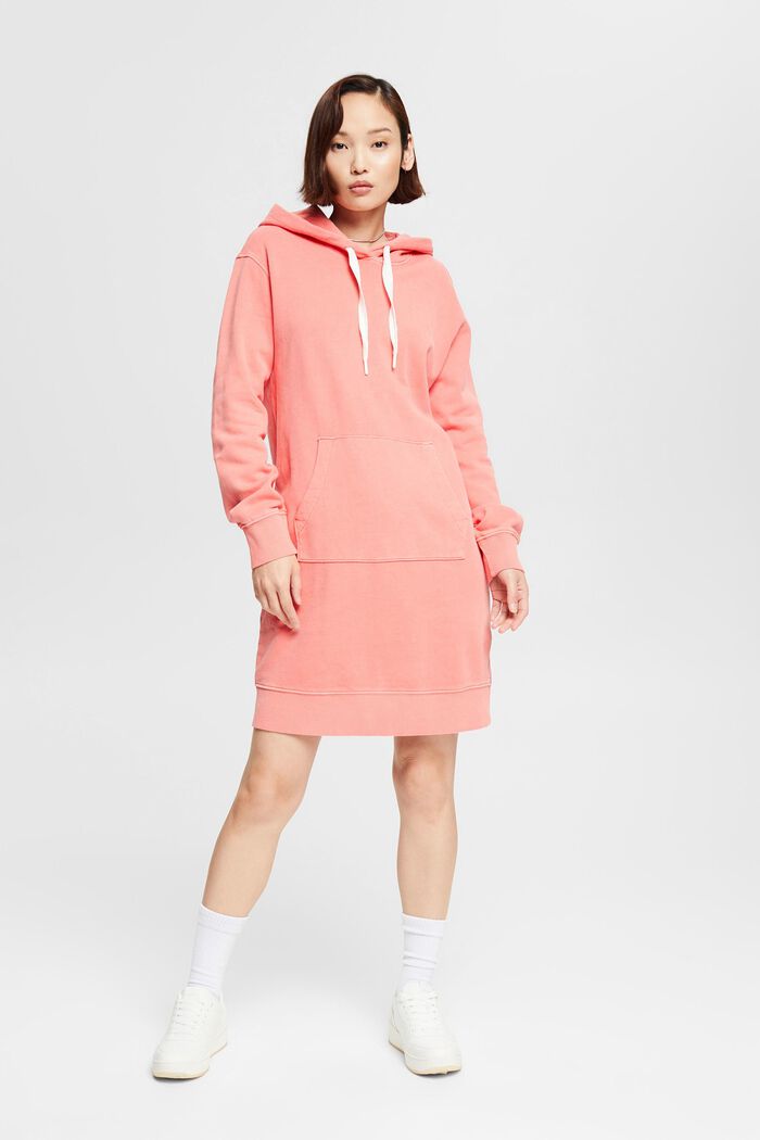 Hooded sweatshirt dress, 100% cotton, CORAL, detail image number 6
