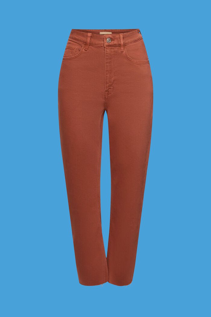 Cropped frayed hem trousers, RUST BROWN, detail image number 6