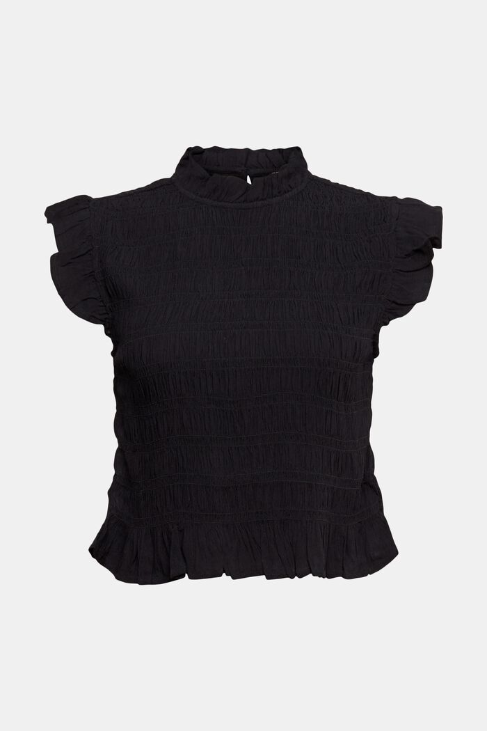 Smocked blouse, LENZING™ ECOVERO™, BLACK, detail image number 6