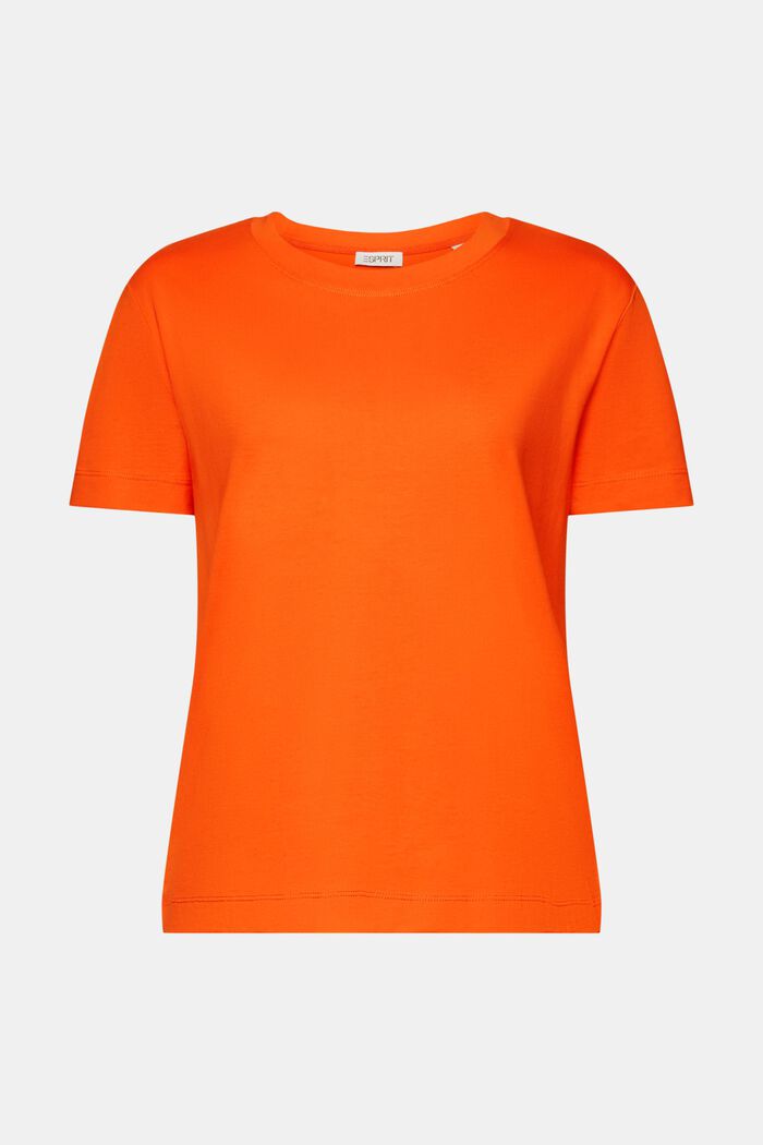 Cotton Crewneck T-Shirt, BRIGHT ORANGE, detail image number 6