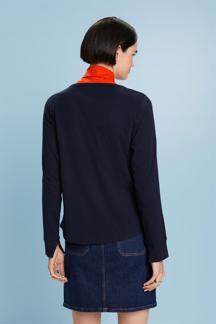 Henley Cotton Top, NAVY, detail image number 4