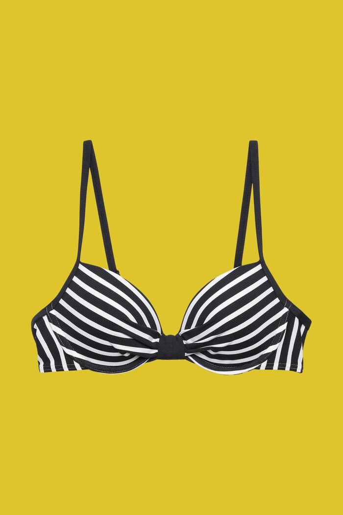 Padded & underwired bikini top with stripes, BLACK, detail image number 4