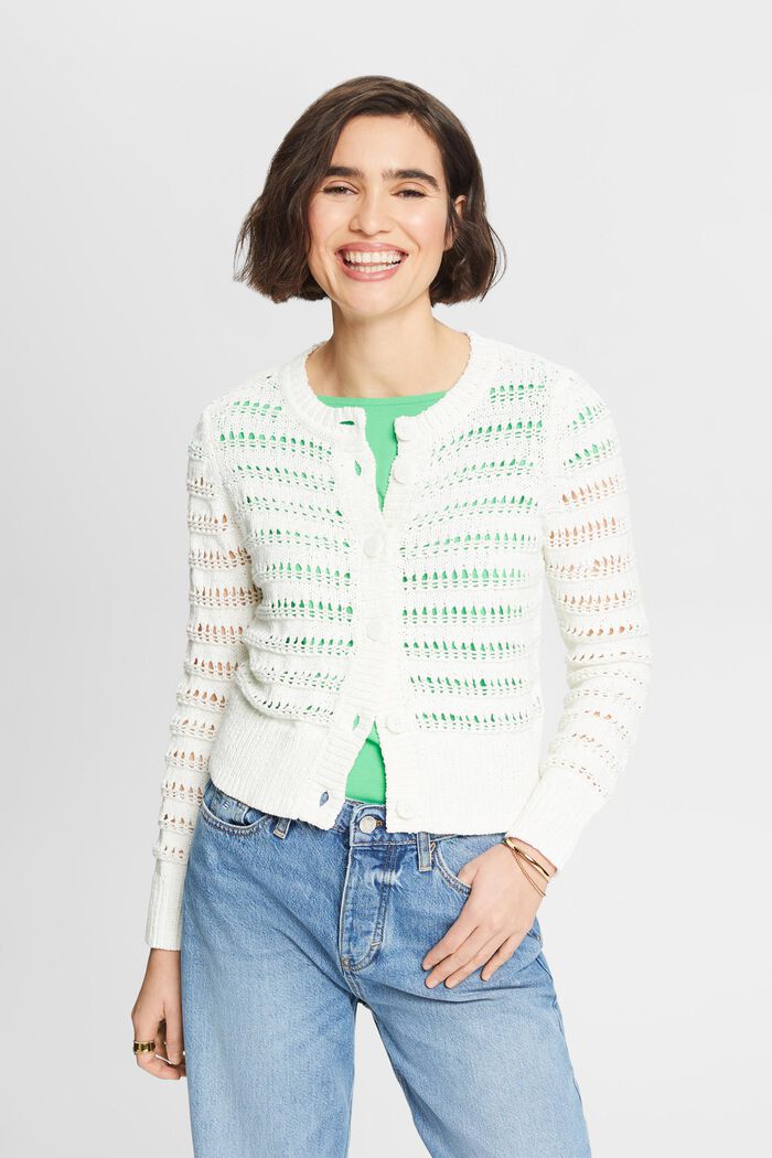Open-Knit Sweater Cardigan, ICE, detail image number 0