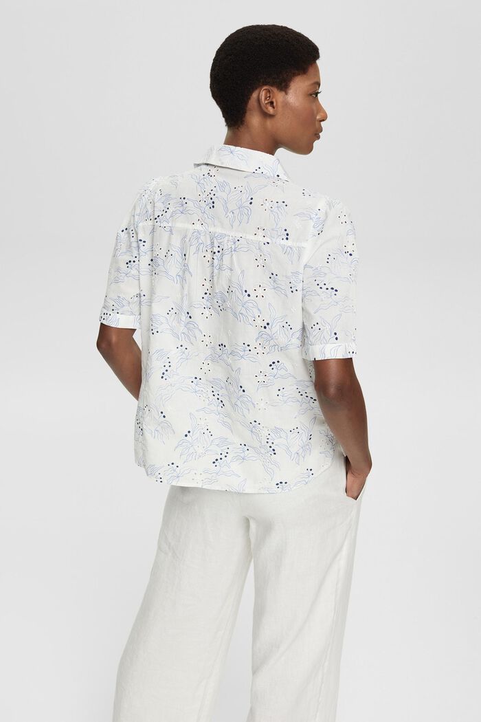 Patterned blouse with floral embroidery, OFF WHITE, detail image number 3