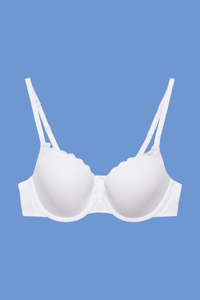 Recycled: padded, underwire bra with lace, WHITE, detail image number 4