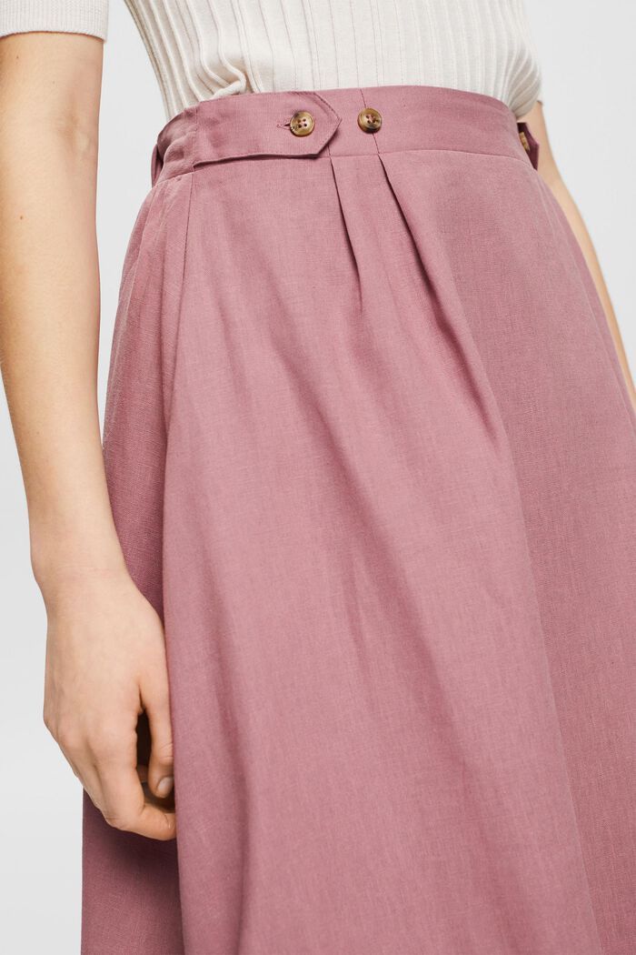 Blended linen skirt with button details, MAUVE, detail image number 2