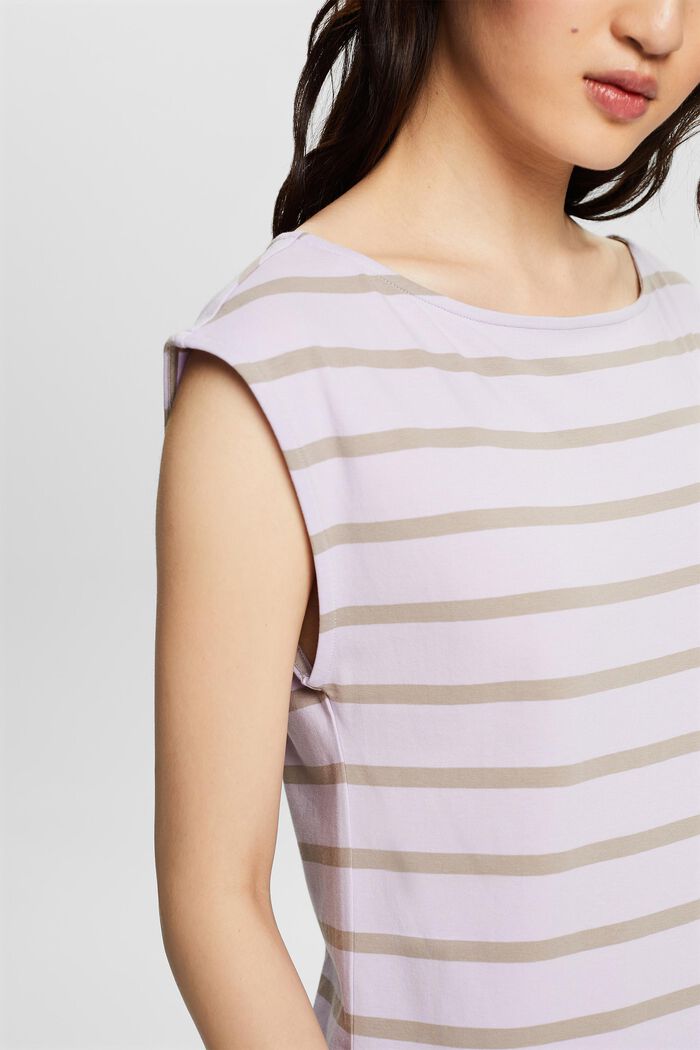 Striped Sleeveless T-Shirt, LAVENDER, detail image number 3