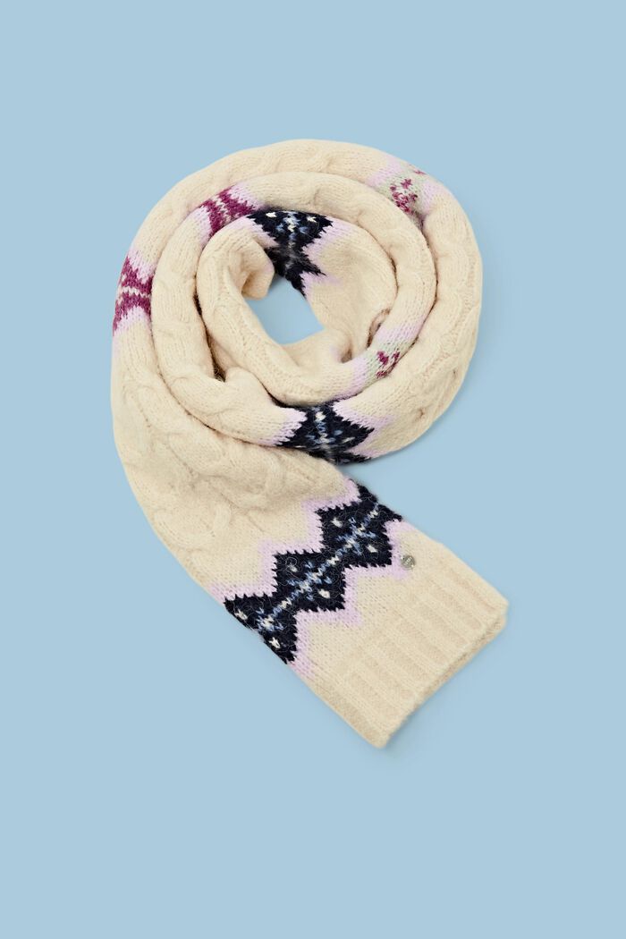 Fair Isle Knit Scarf, ICE, detail image number 0