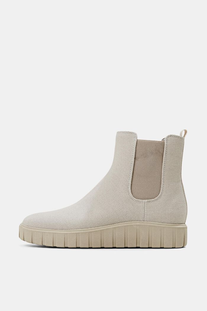 Canvas ankle boots with a wide sole, SAND, overview