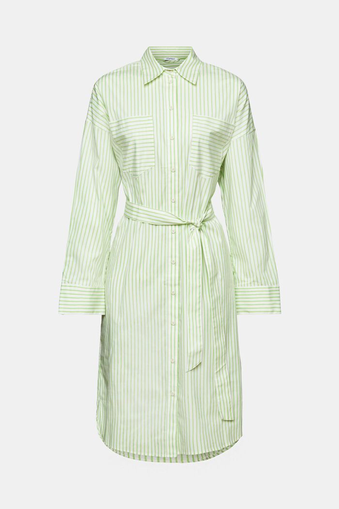 Striped Poplin Shirt Dress, GREEN, detail image number 6
