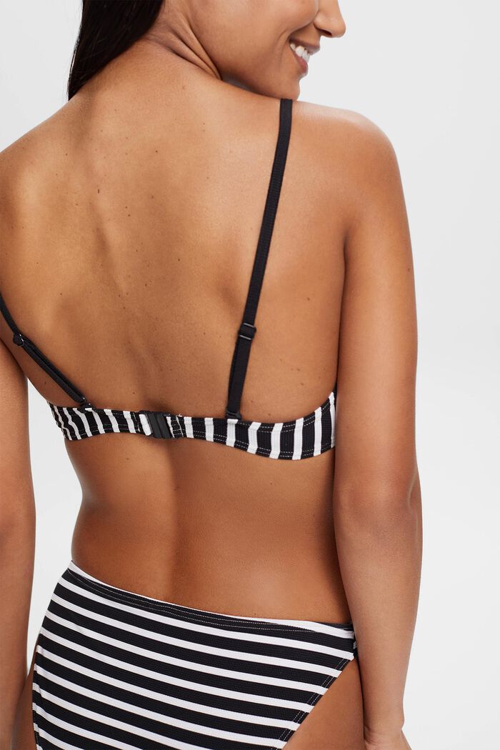 Unpadded & underwired bikini top with stripes, BLACK, detail image number 3