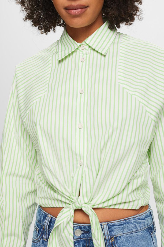 Striped Tie-Front Shirt, CITRUS GREEN, detail image number 3