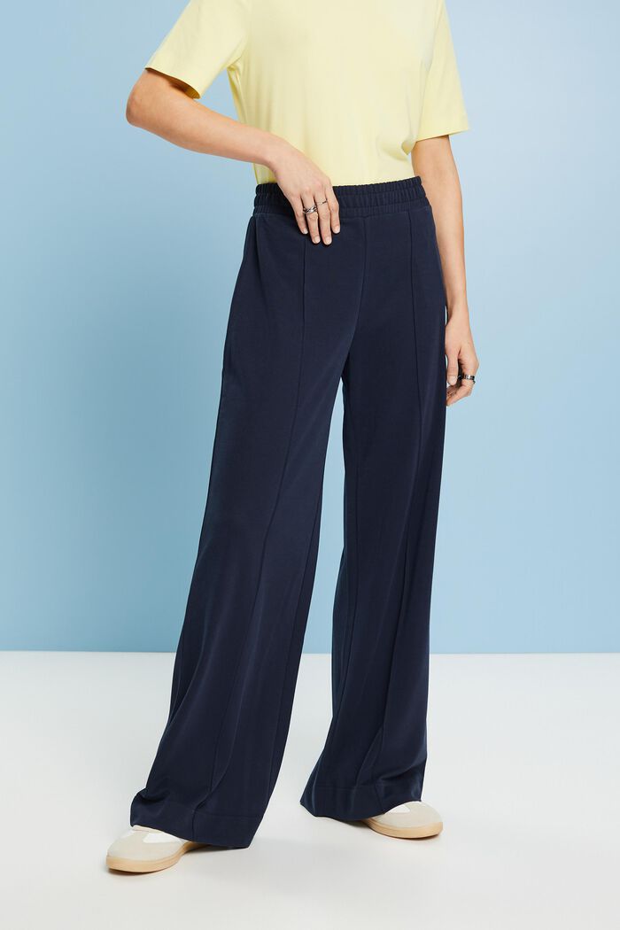 Permanent Crease Wide Leg Pull-On Pants, NAVY, detail image number 0