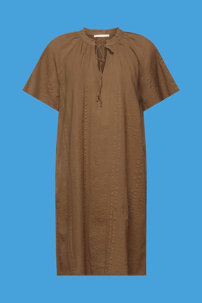 Textured cotton dress, KHAKI GREEN, detail image number 6
