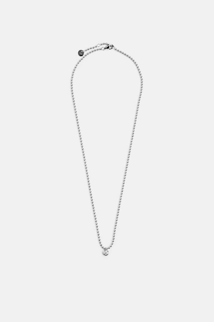 Bead chain with zirconia, sterling silver