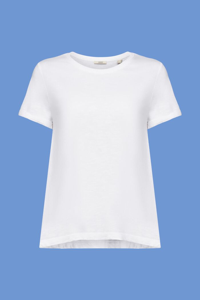 Basic crewneck t-shirt, 100% cotton, WHITE, detail image number 6