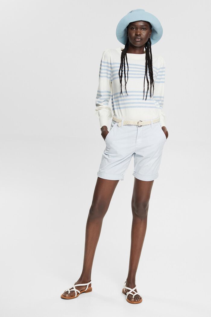 Shorts with a woven belt, PASTEL BLUE, detail image number 0