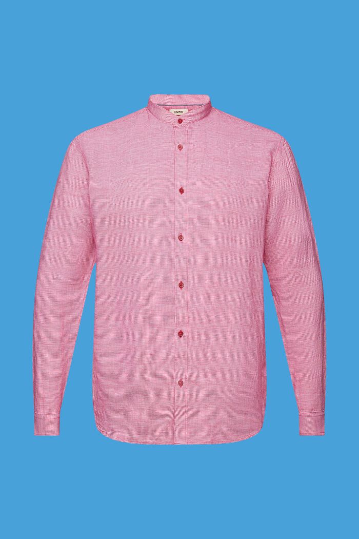 Blended linen dogstooth shirt with banded collar, DARK PINK, detail image number 5