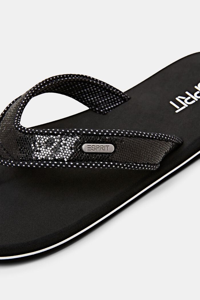 Sequin Toe-Strap Slippers, BLACK, detail image number 3