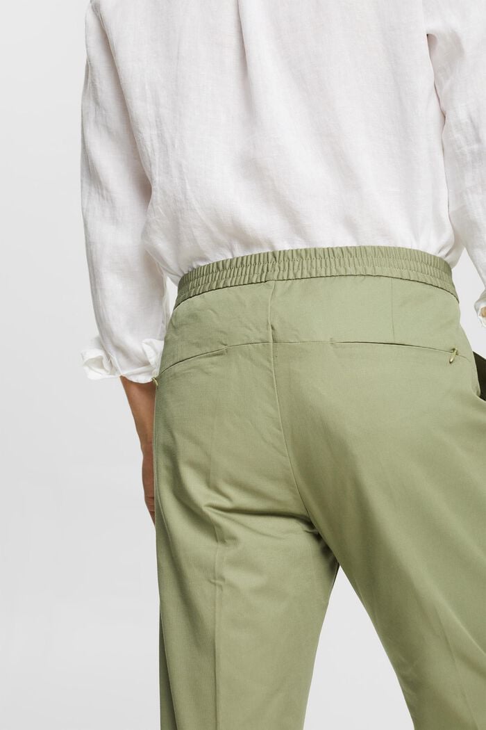 Cropped trousers made of blended organic cotton, LIGHT KHAKI, detail image number 5