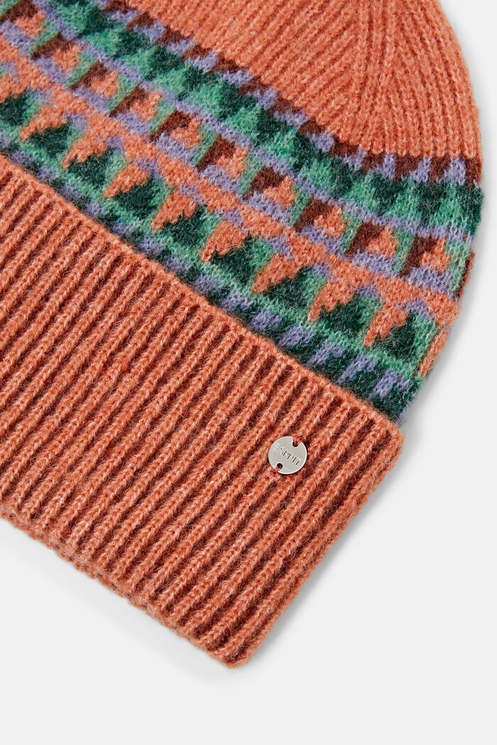 Ribbed Graphic Beanie, GOLDEN ORANGE, detail image number 1