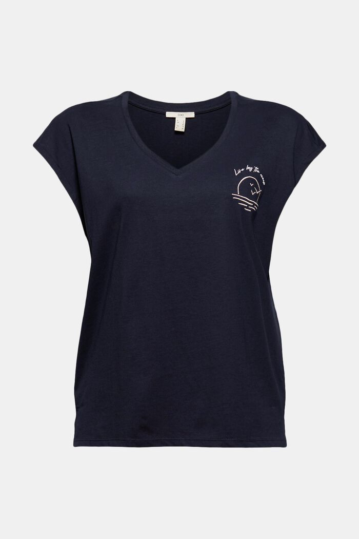 Top with embroidery, organic cotton, NAVY, detail image number 5