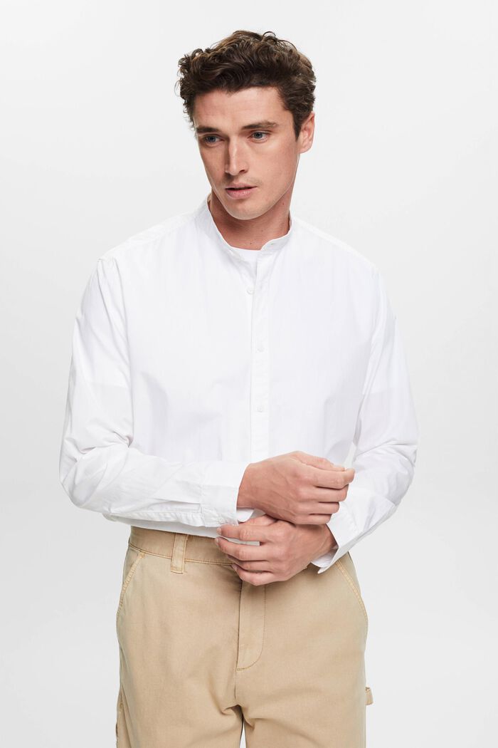 Band collar shirt, WHITE, detail image number 0