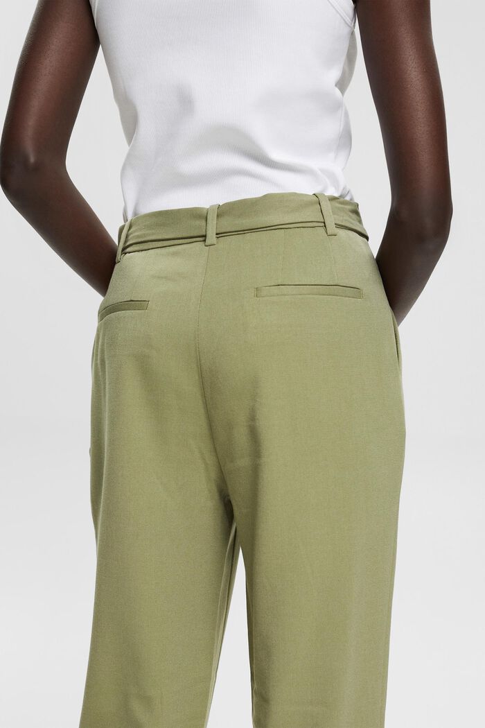 Chinos with a high-rise waistband and a belt, LIGHT KHAKI, detail image number 4