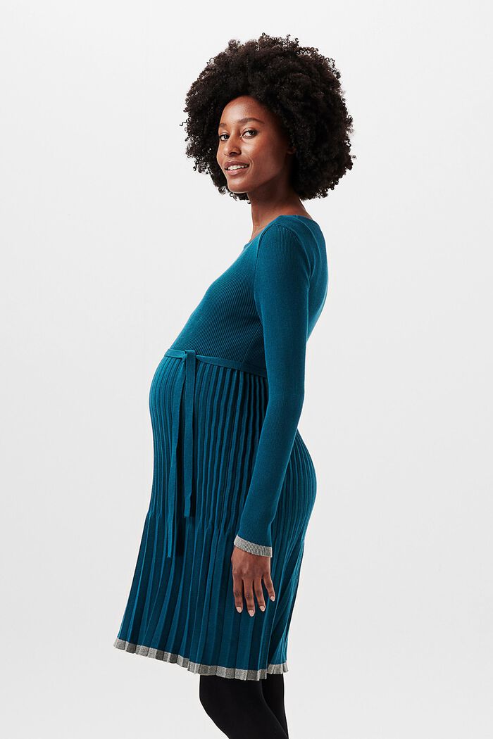 Pleated knit dress, organic cotton, ATLANTIC BLUE, detail image number 2