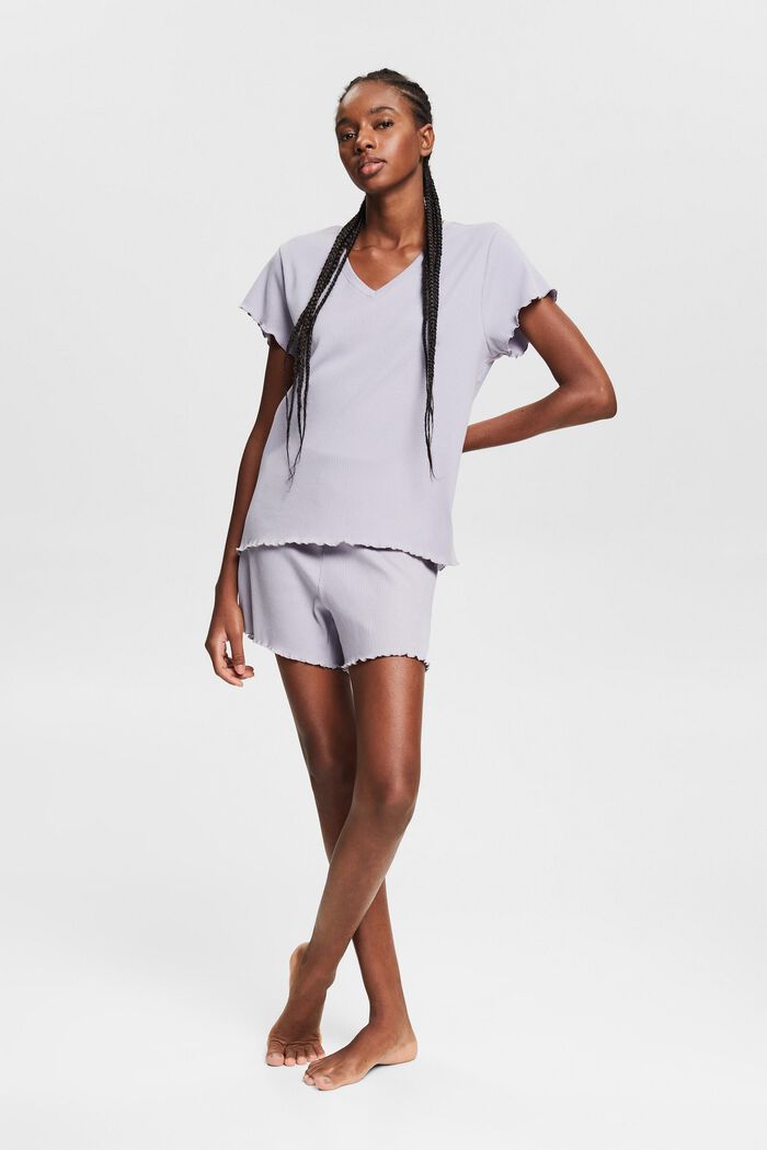 Ribbed jersey nightdress in cotton, LIGHT BLUE LAVENDER, overview
