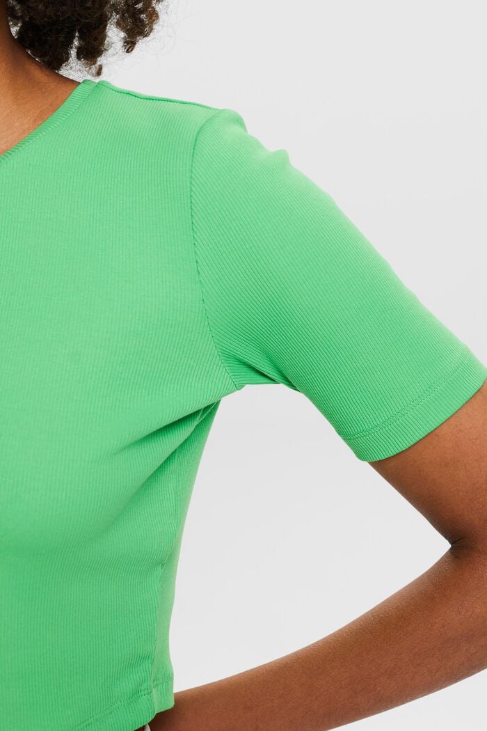 Ribbed Cotton Cropped T-Shirt, CITRUS GREEN, detail image number 2