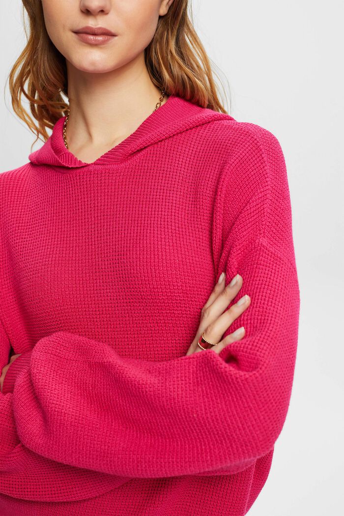 Knitted hoodie, PINK FUCHSIA, detail image number 2