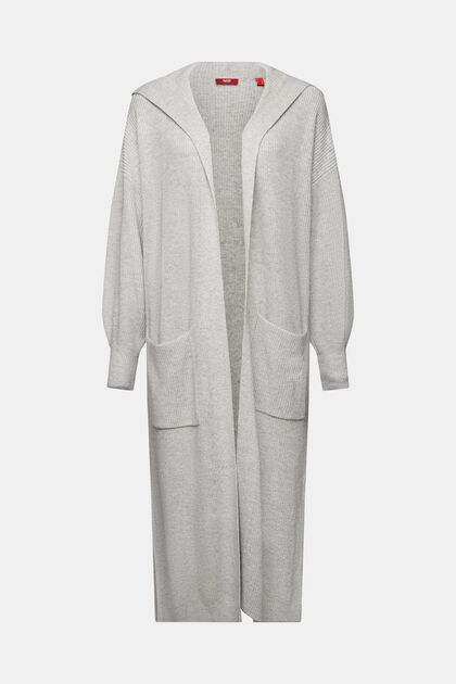 Open-Front Long Hooded Cardigan